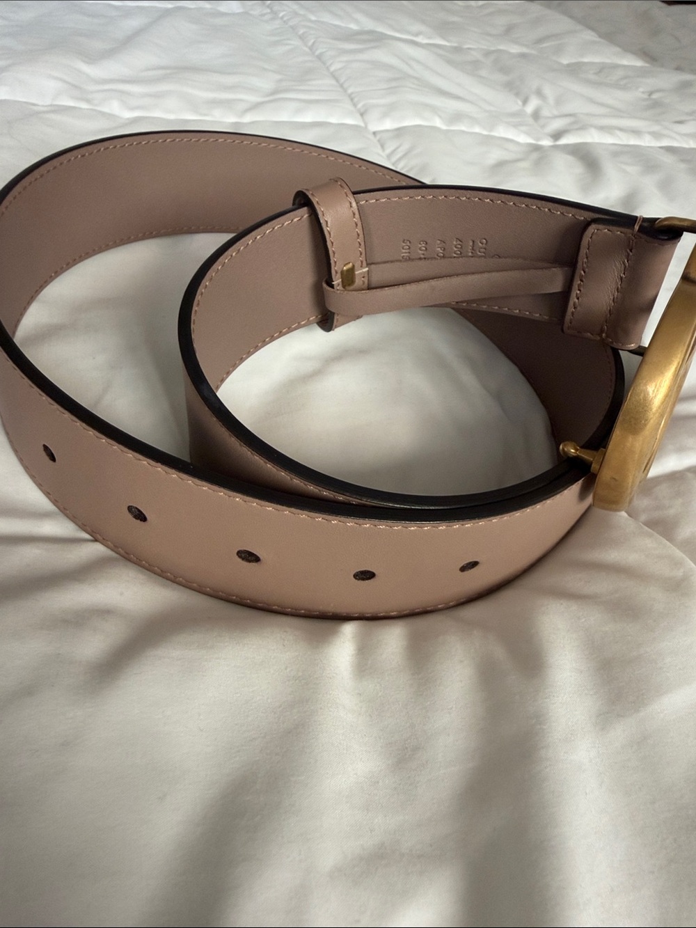 Gucci Double G Leather Belt in Mauve Pink with Gold Buckle - Picture 7 of 7